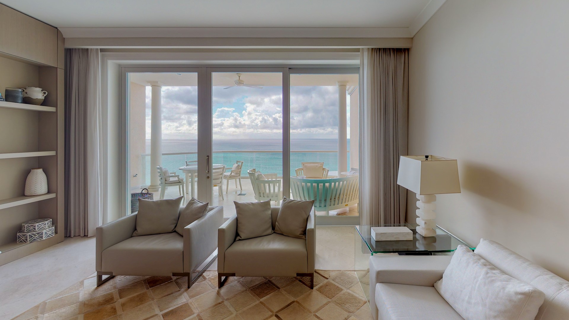 living room with ocean view