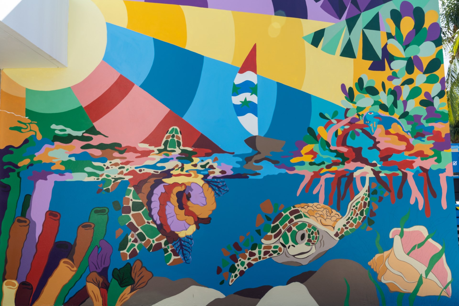 Abstract mural representing the Cayman Islands
