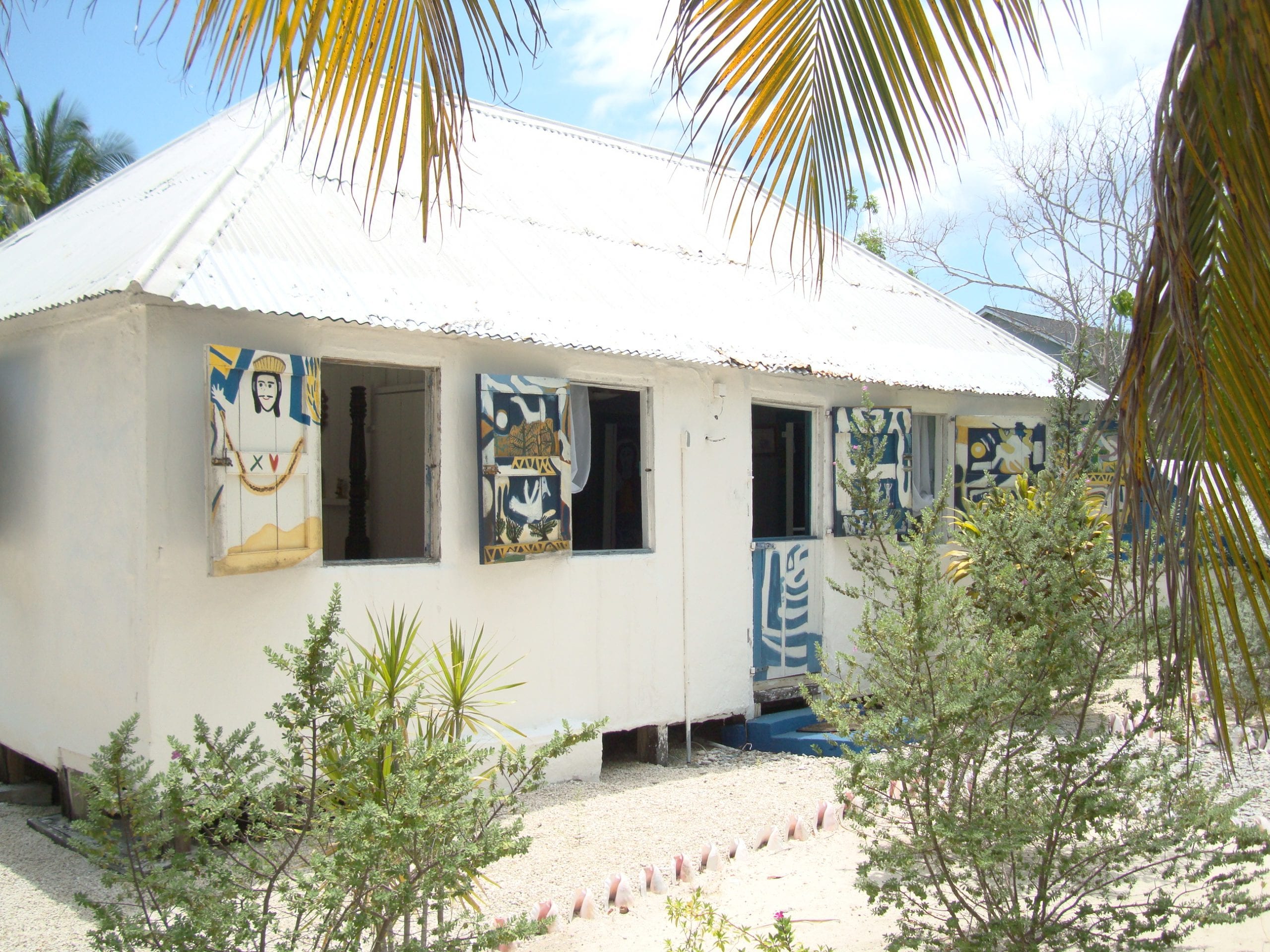 older house with art on windows